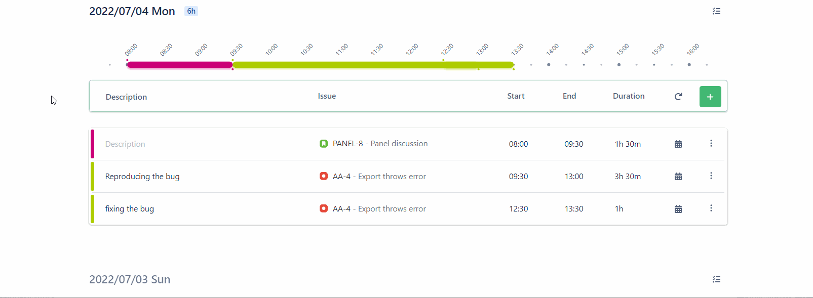 timetracker timeline view planning gif