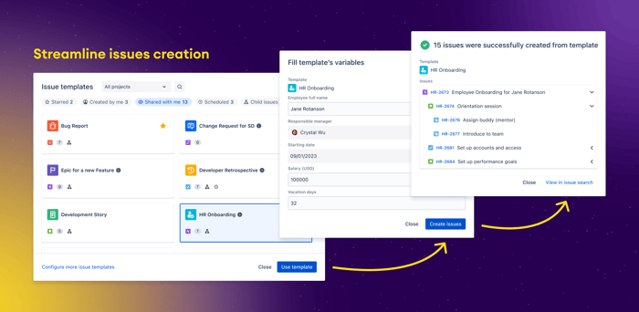 Create epics, issues and subtasks from templates