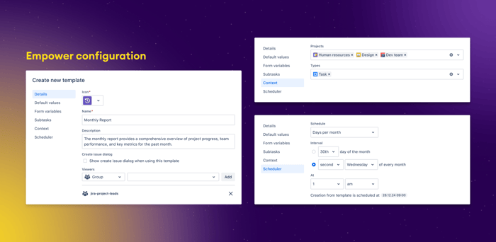 Share, schedule and manage templates