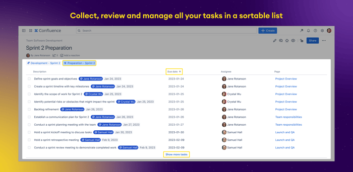 Manage Confluence tasks alongside Jira issues