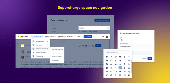 Tailor context specific space navigation menus