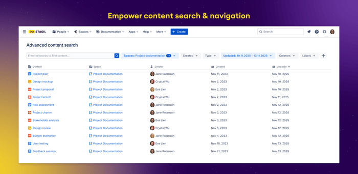 Extend content search & navigation for Confluence