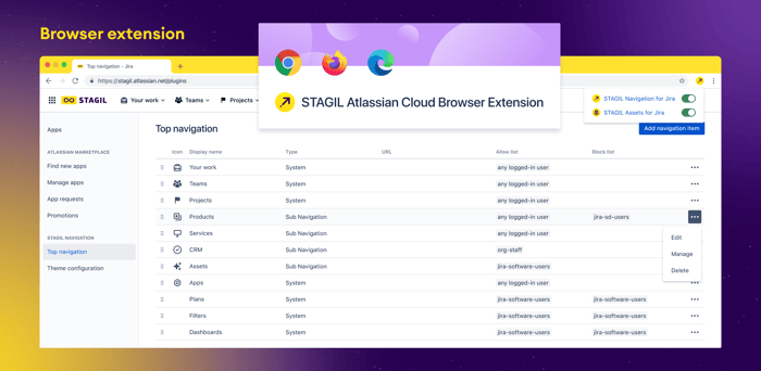 Configurable project sidebar and issue navigation