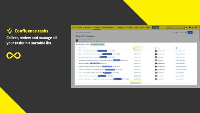 Manage Confluence tasks alongside Jira issues