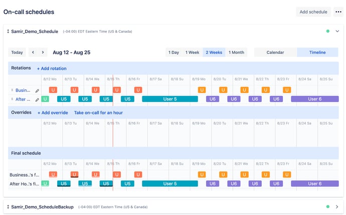 On-call schedules in Opsgenie 