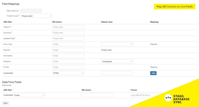 Map DB Columns to Jira Fields