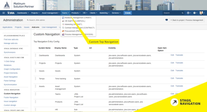 Benutzerdefinierte Jira Top-Navigation