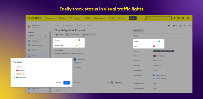 Traffic light fields on Jira issues