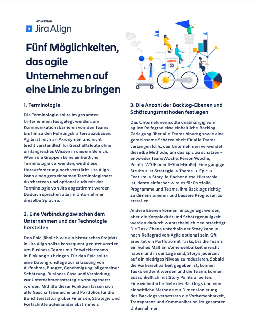 Fünf Möglichkeiten, das agile Unternehmen auf eine Linie zu bringen