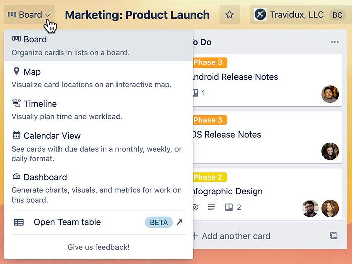 Trello views switcher